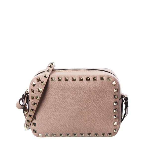 Valentino Rockstud Grainy Leather Camera Bag, Pink - Picture 2 of 5